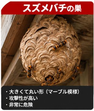 スズメバチの巣（実際の施工写真）